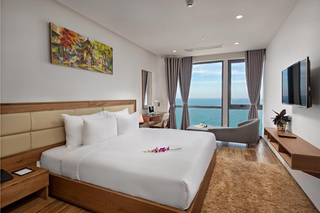 Sea view through the glass from a guest room at Alisia Beach Hotel
