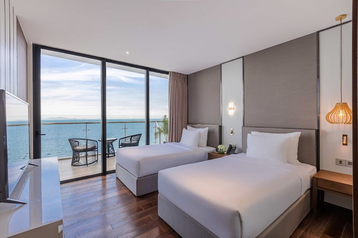 Prince Hotel Da Nang pool and grounds in Son Tra