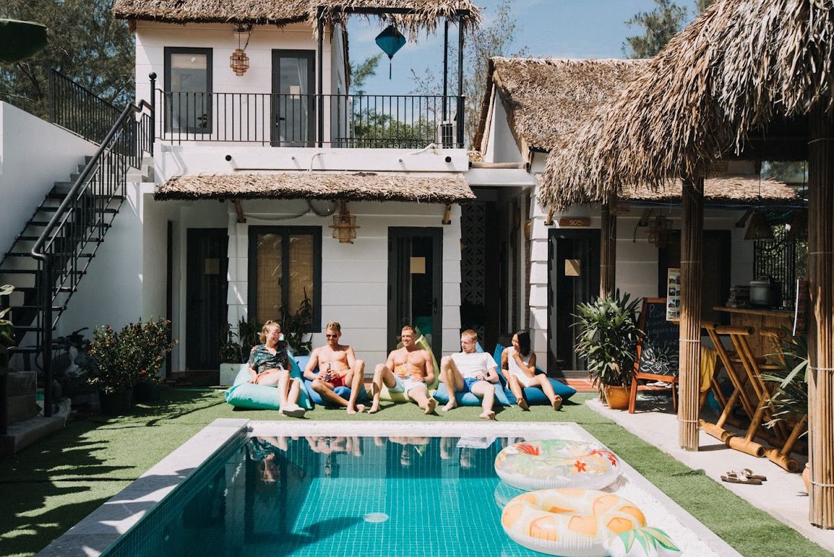 Wanderlust Hostel exterior in An Bang Beach